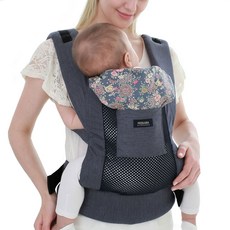 PEEKARA 孩童網狀胸前背帶, 丹寧色 花朵款