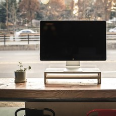 디아로마 라인 모니터받침대 더블, 우드