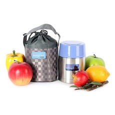 키친아트 에코홈 스텐진공 보온도시락 죽통 세트, 실버, 570ml, 1개