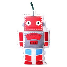 Cute Eco 北歐大型機器人睡眠抱枕, 紅色機器人