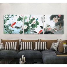 아트조이 DIY 명화그리기 키트 3단 세트 40x50cm, 꽃과 잉어, 1개