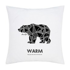 白線條紋熊圖案抱枕/坐墊套