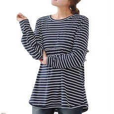 Motherlike 孕婦條紋哺乳長袖上衣