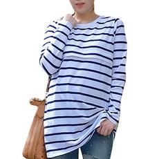 마더라이크 면 단가라 수유 티셔츠