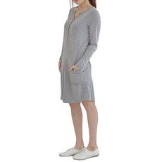 長袖大口袋鈕釦連衣裙