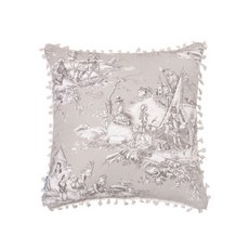 棉質French Scandal流蘇靠枕, 棕色, 象牙色