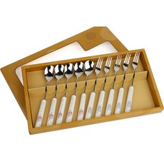 GOLDENBELL 冰淇淋瓷茶匙/叉子10P套組, 1個