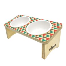 DUBABO 北歐風架高式雙格寵物飼料碗, 北歐01, 1套