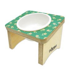 DUBABO 花朵印花架高式寵物飼料碗 S號