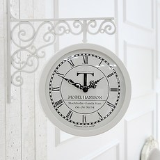 羅馬數字圓形雙面掛鐘, 白色的