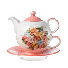 手繪茶壺連杯組合, 報春花, 1個
