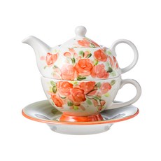 手繪茶壺連杯組合, 玫瑰, 1個