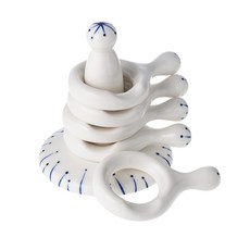 She's Deco 手繪筷匙架組 掛鉤型, 鈷藍色線條, 1個