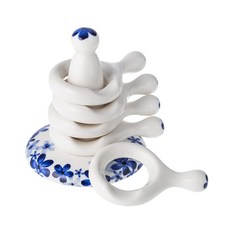 She's Deco 手繪掛環式筷匙架組 迷你花朵, 藍色, 1套