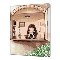 ECO SOLE DIY油畫, BX0040 讀書的少女