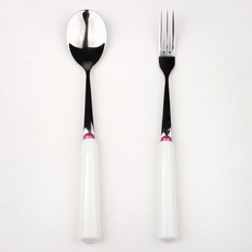 블룸엣홈 모노메탈사각 핑크 티스푼 티포크 세트, 1세트, 1개
