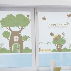 高級彩色霧面貼_鳥兒們的幸福樹_180x90cm