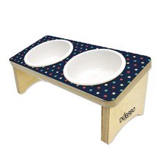 DUBABO 星星印花傾斜式雙格寵物飼料碗架, 1個