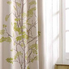 Apoa Room 樹木插畫遮光窗簾, 扣眼型