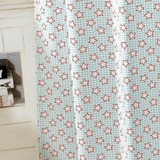 星星圖案遮光窗簾 薄荷綠, 扣眼型