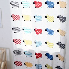 綿羊圖案遮光窗簾, 髮卡型