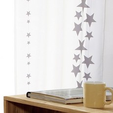 星星圖案遮光窗簾 灰色, 髮卡型