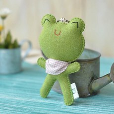 난쟁이똥자루 열쇠고리 만들기 개굴 개구리 펠트 DIY 세트, 1개