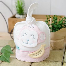 난쟁이똥자루 신생아용 DIY 아기원숭이 꼭지모자, 분홍땡땡이, 1개