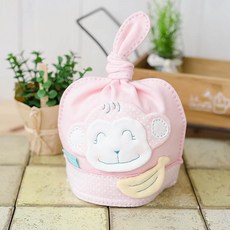 난쟁이똥자루 신생아용 DIY 아기원숭이 꼭지모자, 분홍색, 1개