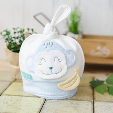 난쟁이똥자루 신생아용 DIY 아기원숭이 꼭지모자, 하늘땡땡이, 1개