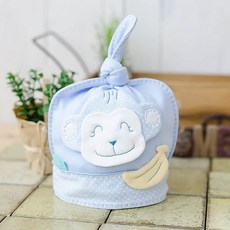 난쟁이똥자루 신생아용 DIY 아기원숭이 꼭지모자, 하늘색, 1개