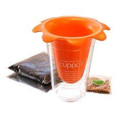 FLOWERPOT, 플라워팟(오렌지)+테이크아웃컵+배양토+씨앗