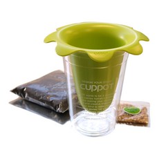 FLOWERPOT, 플라워팟(연두)+테이크아웃컵+배양토+씨앗