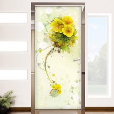 GGOOMIM 花卉素描玄關門貼紙, 混合色, 100 x 210 cm