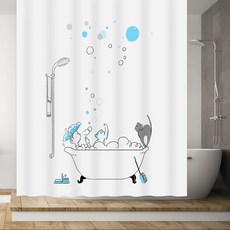 Changmun Geurigi 印花淋浴簾, 白色系, 1個