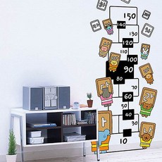 [뭉키데코]身高尺壁貼_Ellie 韓文字母 圖形 身高尺 150cm, 黑色