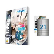 Olbaan 銀色防水標籤 雷射專用 3X7, 21格, 25個