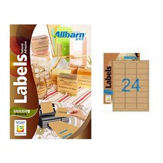 ALLBARN LABEL 雷射噴墨兩用牛皮紙標籤, 24格, 50個