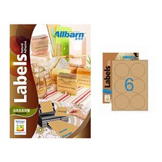 All-bareun 牛皮紙標籤 雷射噴墨兩用 圓形, 6格, 50個