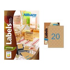 Olbarun 牛皮紙標籤 雷射噴墨兩用 圓形, 50個