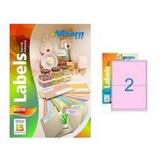 優質彩色標籤 淡粉紅色 雷射噴墨兩用 1X2, 2格, 50個