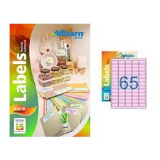올바른라벨 칼라라벨 연분홍 레이저 잉크젯공용, 65칸, 50개
