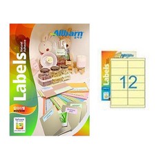 正道彩色標籤 淡黃色 雷射/噴墨兩用 2X6, 12格, 50個