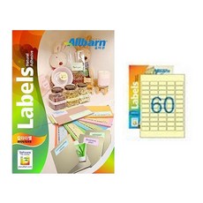 ALLBARN LABEL 彩色標籤 淺黃色 雷射/噴墨兩用 5X12, 50張, AL060PY, 50個, 60格