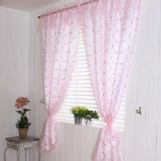 Gold Yarn-亮片雙層窗簾 2張, 粉色的