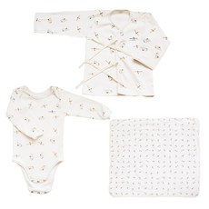 PAPAROO 嬰兒印花肚衣+包屁衣+包巾彌月禮盒組