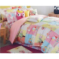 [몽비쥬] 명품 프린트 아울 멀티패치 아동침구, 핑크