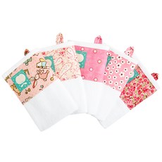 Coney Island 女童拼接圖案印花掛繩毛巾 C款, 粉色兔子款+粉色變形蟲款+粉紅圓點款+小白花(粉色)+粉色碎花款