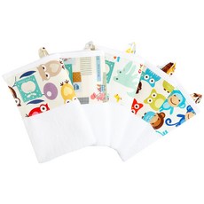 Coney Island 男童拼接圖案印花掛繩毛巾組 B款, Vintage Owl、Anyhouse（藍色）、Toy Ju（綠色）、New Owls（自然）、Smile Monkey