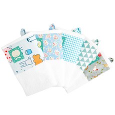 Coney Island 男童拼接圖案印花掛繩毛巾組, Animal Farm(藍色)+Irene(藍色)+Check(藍色)+Triangle(藍色)+Toy Land(藍色), 5個